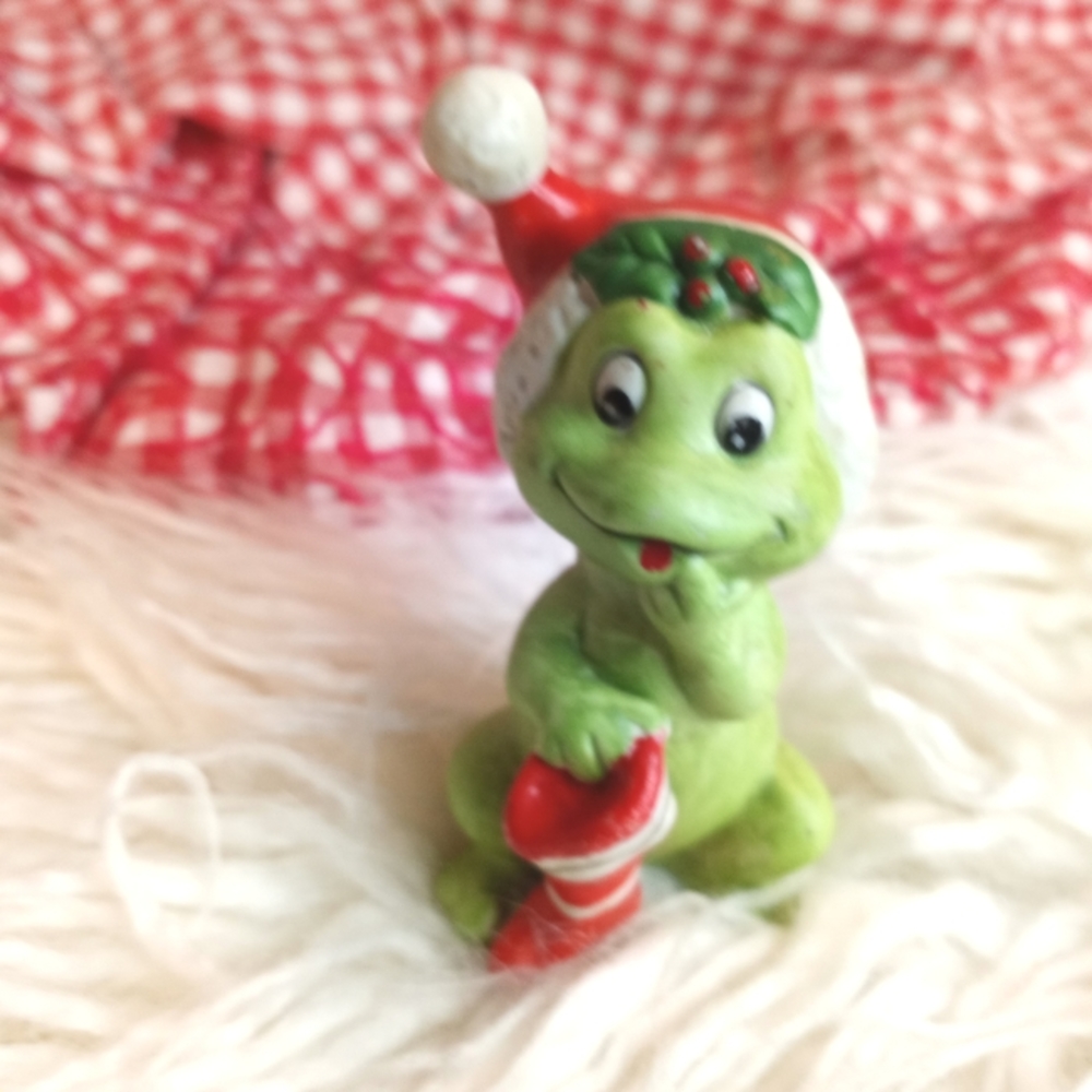 1970s Vintage Lefton Frog Santa Figurine - Picture 1 of 8